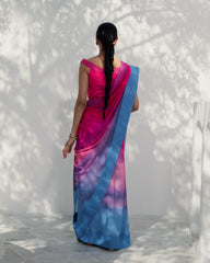 Elegant Pink and Blue Saree