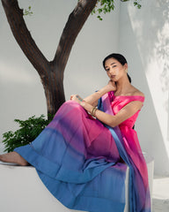Elegant Pink and Blue Saree