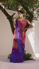 Elegant Pink and Blue Saree