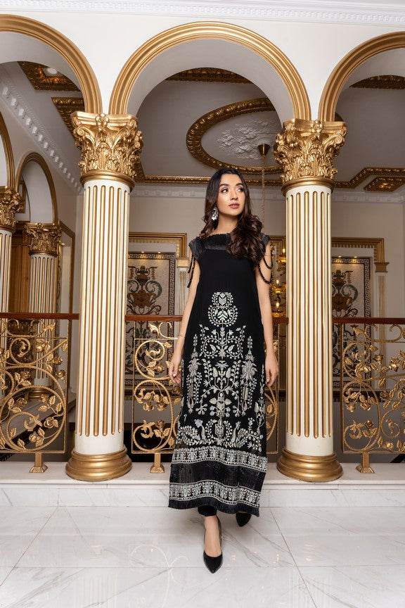 Black and hotsell gold dress pakistani